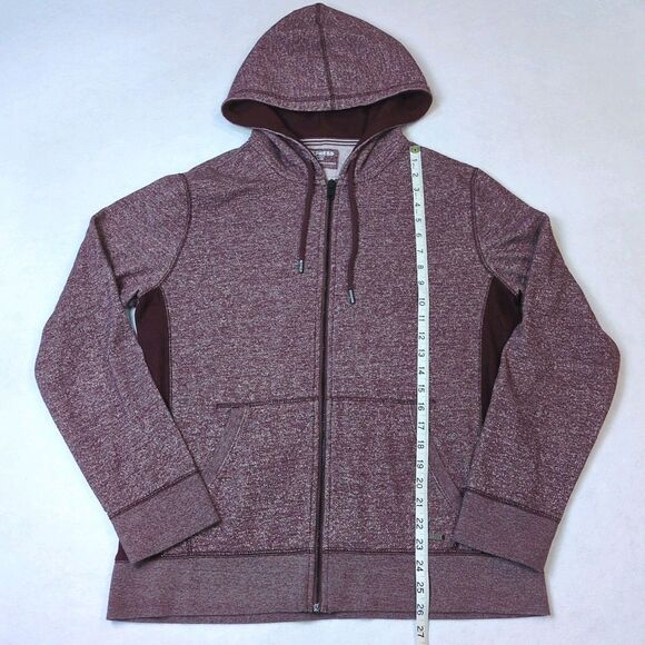 Express Fleece Jacket Mens L Heathered Burgundy Maroon Zip Up Hoodie Sweatshirt - Picture 7 of 9